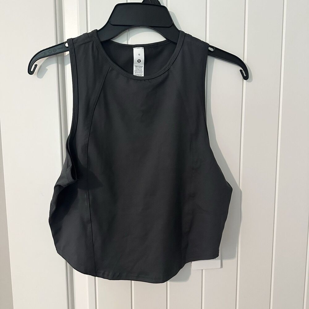 NWT Lululemon Soft Sueded Crewneck Cropped Tank Dark Gray Size 12